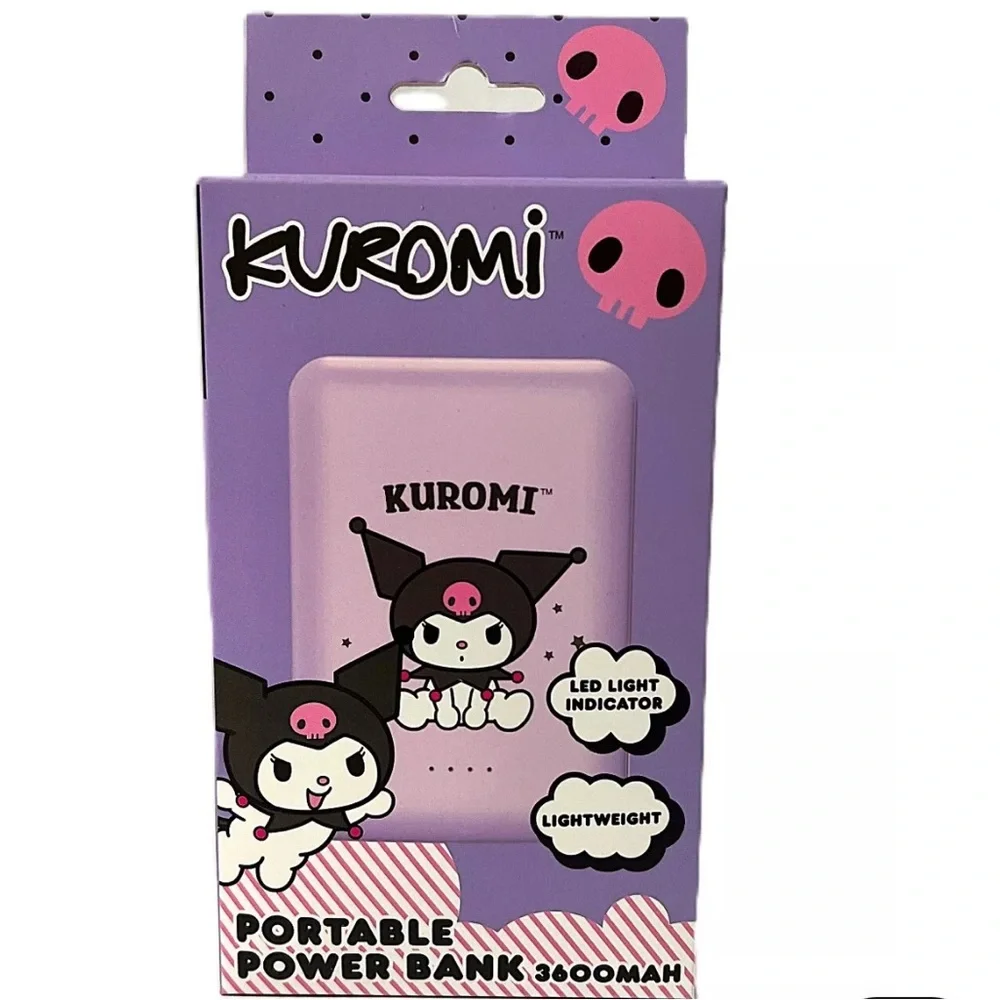 🎃🎀Hello Kitty Kuromi Portable 3600 MAH Power Bank Charging Cable-LED Indicator